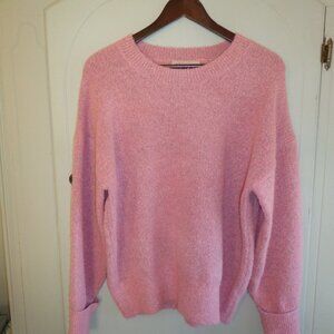 NWOT Philosophy Knit Sweater M Crew Neck Raglan Long Sleeves Ribbed Cuffs Pink